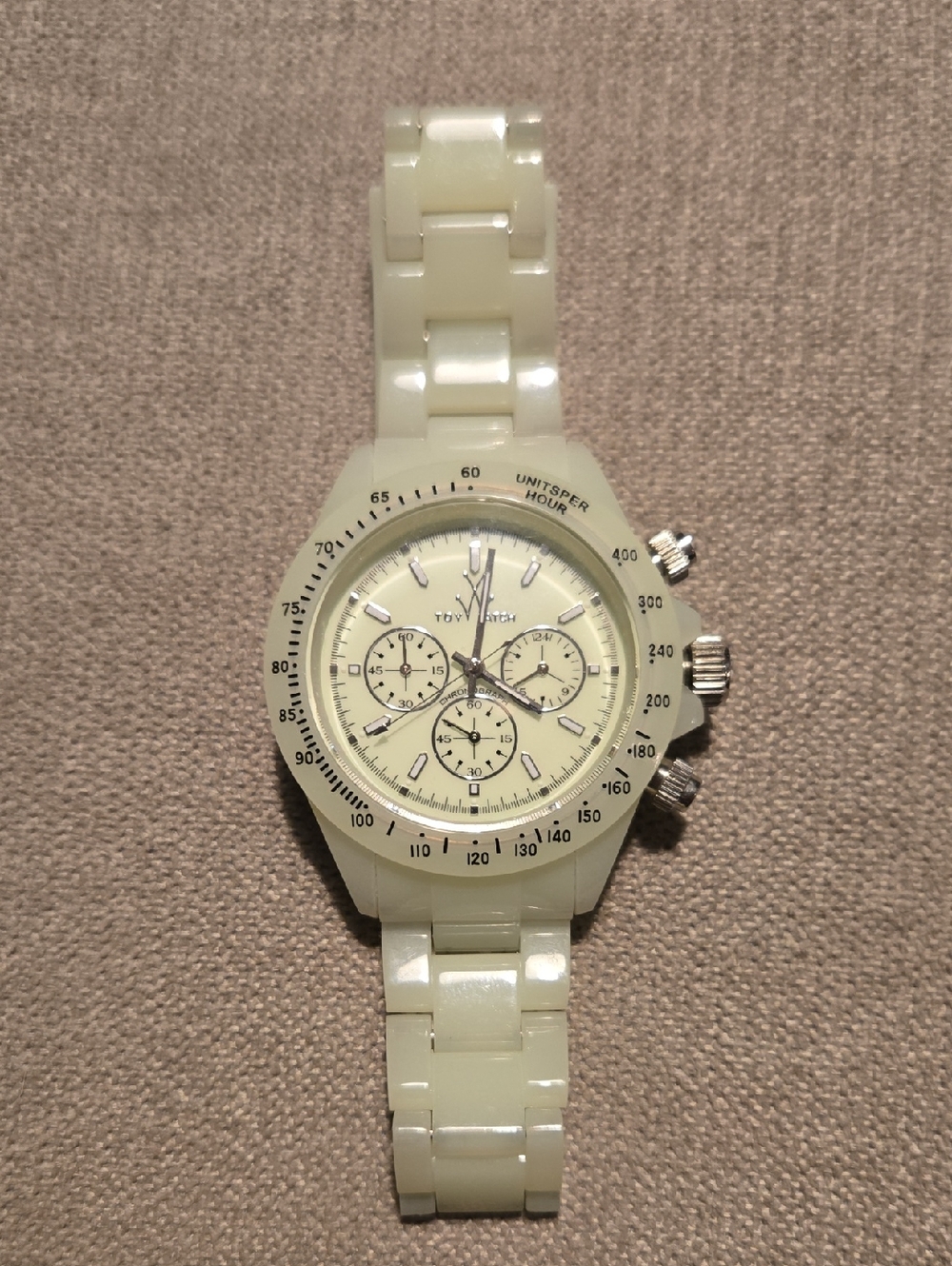 ToyWatch Women’s Light Green Glow In The Dark Chronograph Bracelet Watch